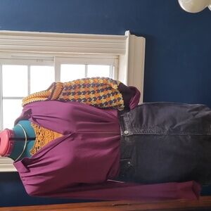 Loft Long Sleeve Purple Collared Button Down Blouse Medium